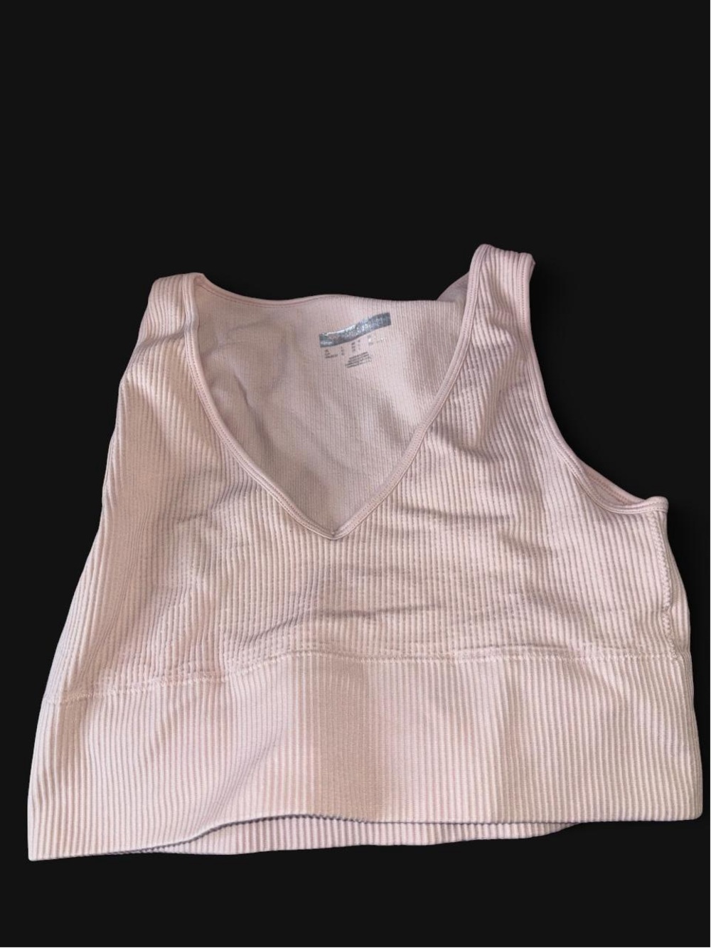 Forever 21 Pale Pink Ribbed V-Neck Crop Top